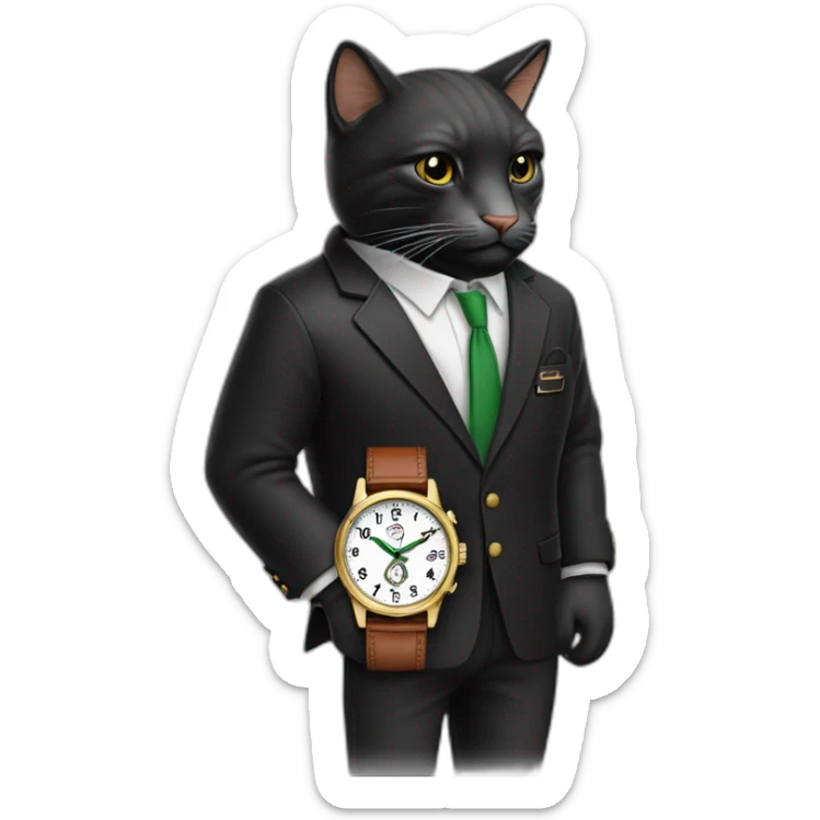 El gato Tom con ropa Lacoste negro y cadena y reloj y fumando un cigarro  sticker