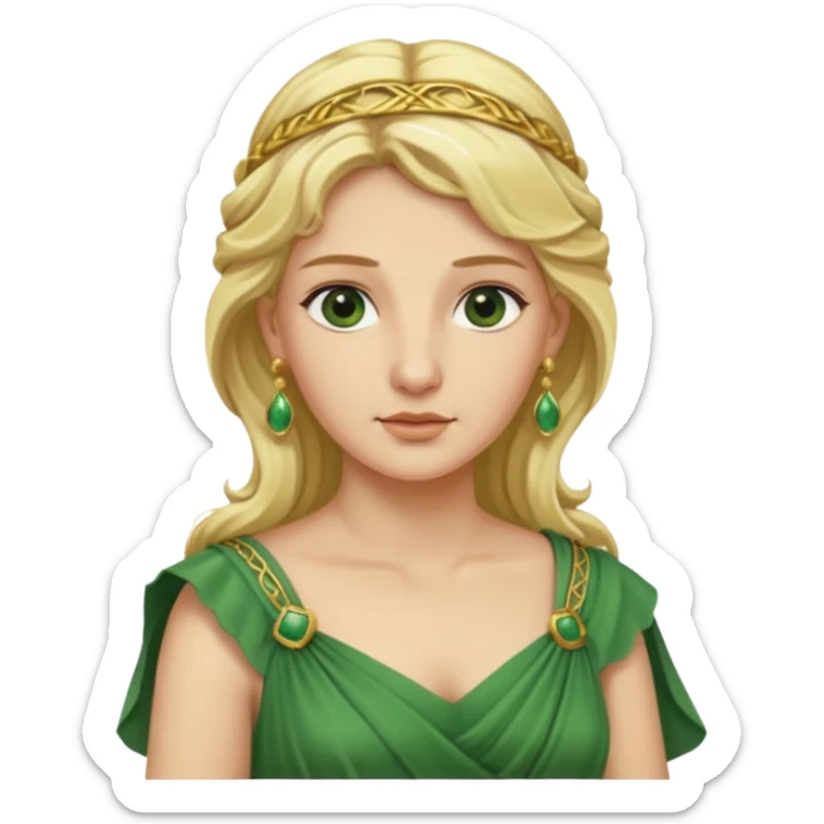 Ancient Roman woman with earrings and blonde hair, green dress sticker