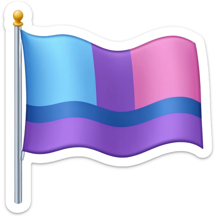 I want a flag, I want the first stripe at the very top of the flag to be pink 🩷. The middle stripe will be the color purple 💜. And finally the bottom stripe will be the color blue 💙. Only those three colors in that exact order. sticker