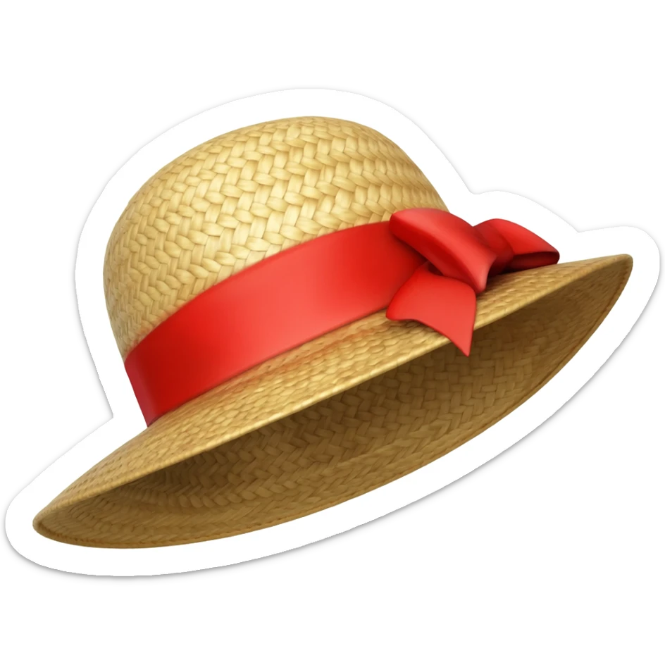 Sombrero de paja con el lazo rojo sticker
