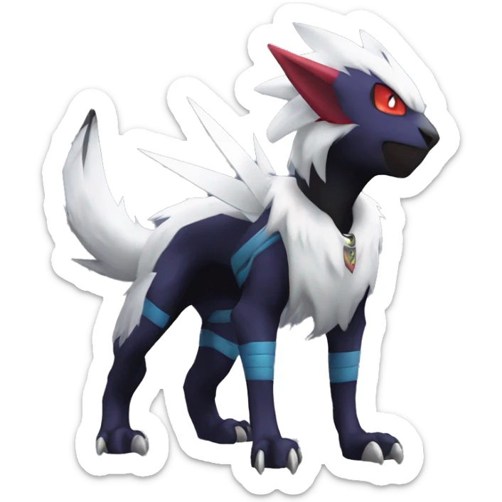 Cool Dark Edgy Absol-Noivern-Quilava-Litten-Pokémon with edgy stripes hoodie spiked collar punk Full Body sticker