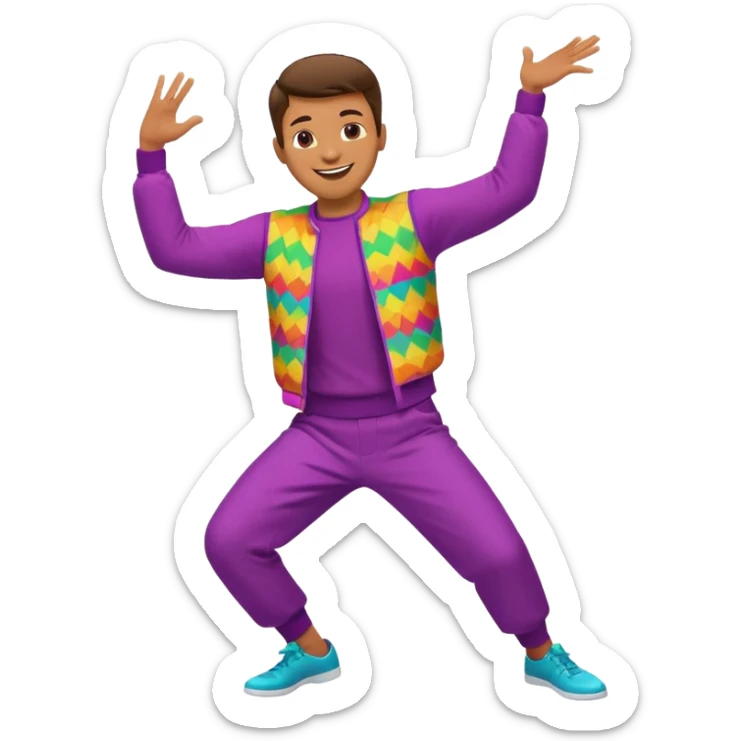 create a person emoji of Barcavibe is the superpower name Brings energy, momentum, and structure more fun and dancing more coloful male sticker