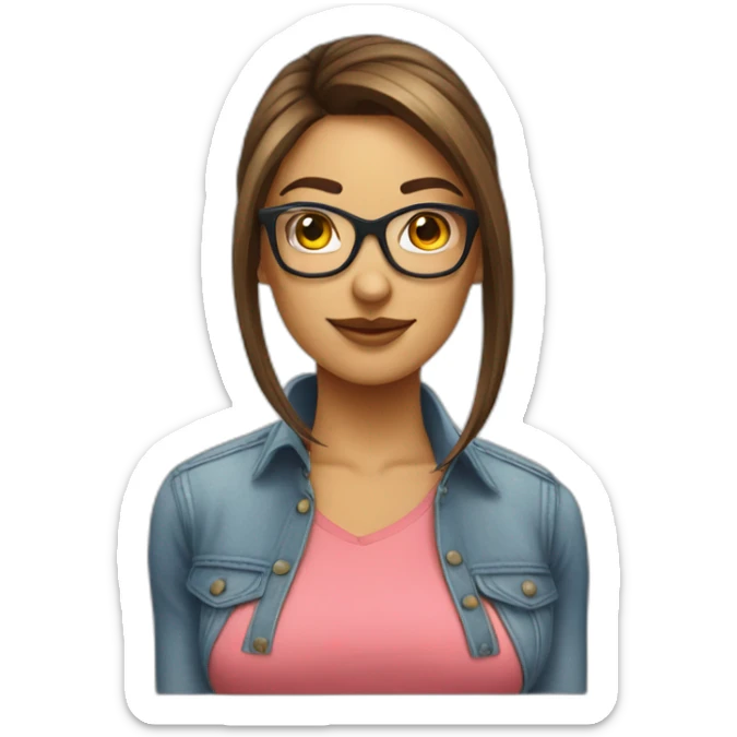 femme avec cheveux lisses peau mate possèdent des lunettes  sticker