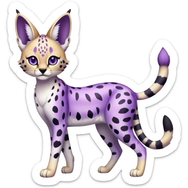 Kawaii Cute Edgy Black Purple White ethereal Serval-Fionbri-Vernid full body sticker