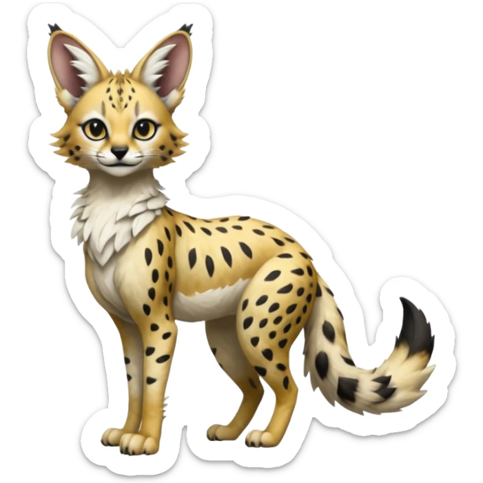 Epic complex detailed realistic aesthetic-scenic-Fakémon-Trico-Sergal-Serval-Vernid-creature sticker