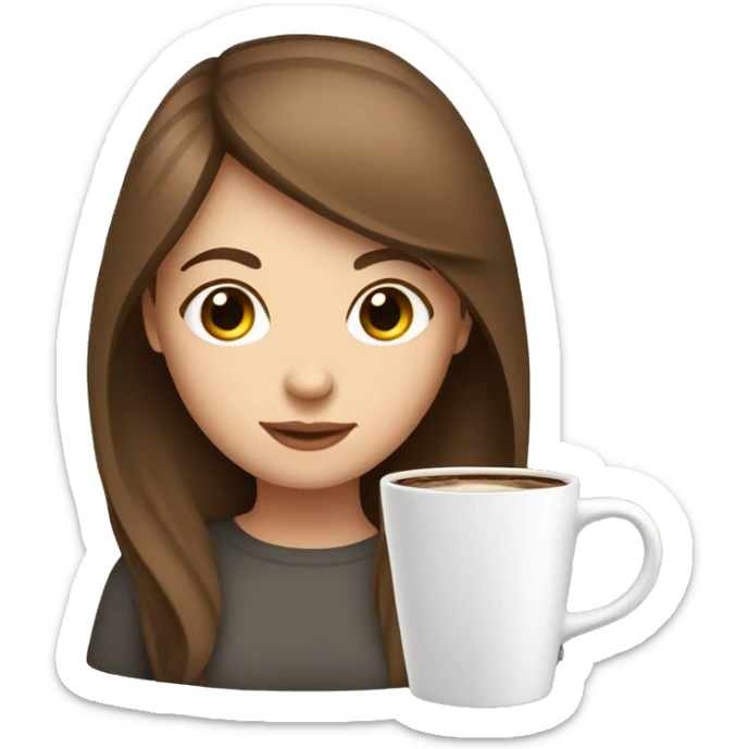 Brown hair white girl with coffee and laptop sticker