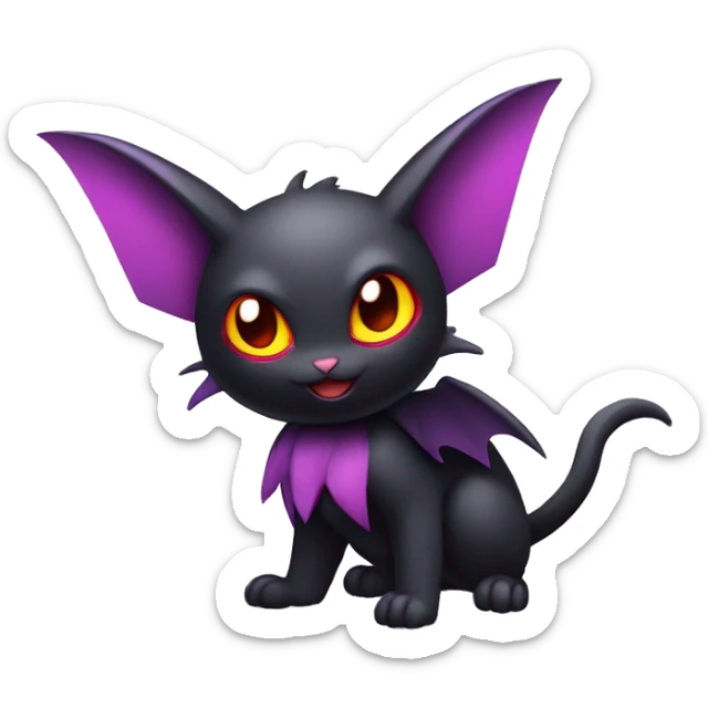 Cool Cute Edgy Dark Black Red Purple Batty Chibi Noibat-Cat-Pokémon-Fakémon-hybrid sticker