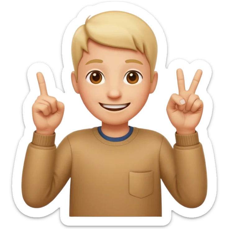 emoji of a happy cartoon person pointing downward toward the ground with both hands, standing upright, smiling warmly, both index fingers extended and pointing down clearly, simple light background, expressive and playful Apple emoji design showing the meaning “here / down here sticker