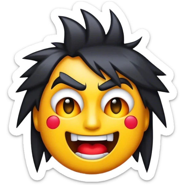 Cinematic Realistic Rock 'n' Roll Pop Culture Emoji, depicted with a dynamic portrayal of the rebellious spirit of rock music rendered with bold textures and vibrant, edgy lighting. sticker