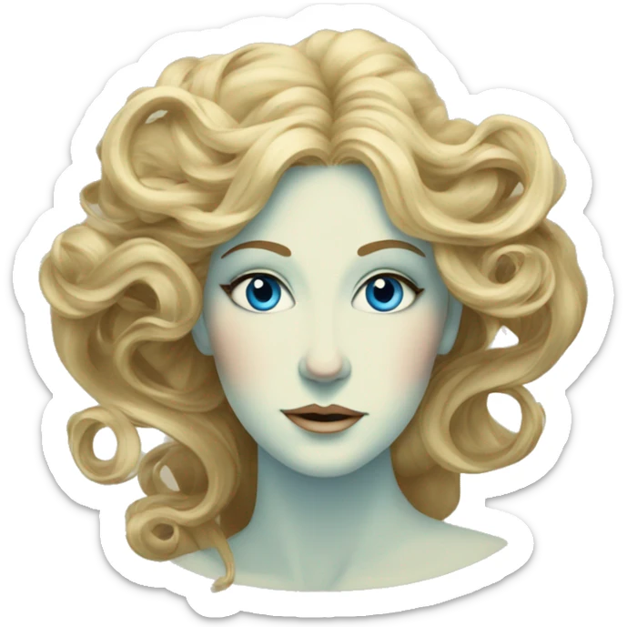 Art Nouveau lady with long swirling hair, blue eyes sticker