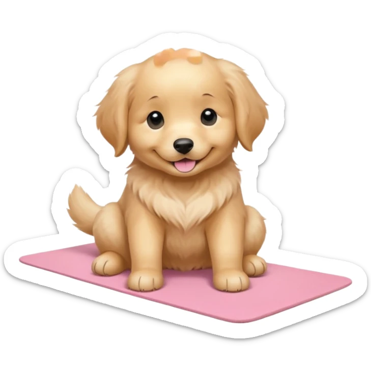 Funny Golden retriever puppy on light pink yoga mat sticker