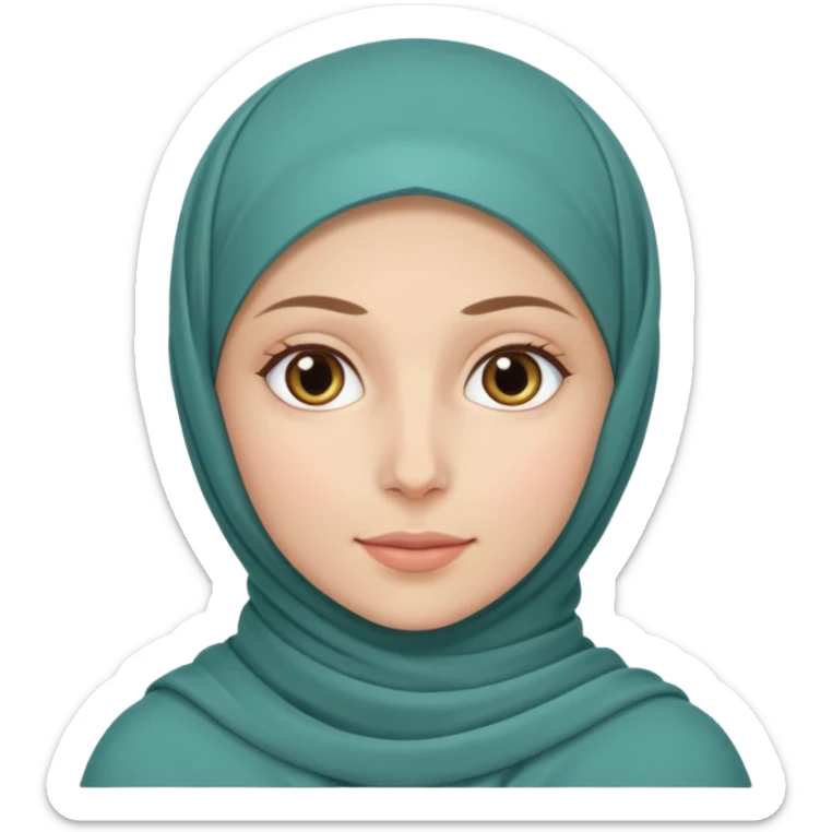 Make a girl with a hijab duolingo styles and make her white and only her face appear and looking forward not left or right sticker