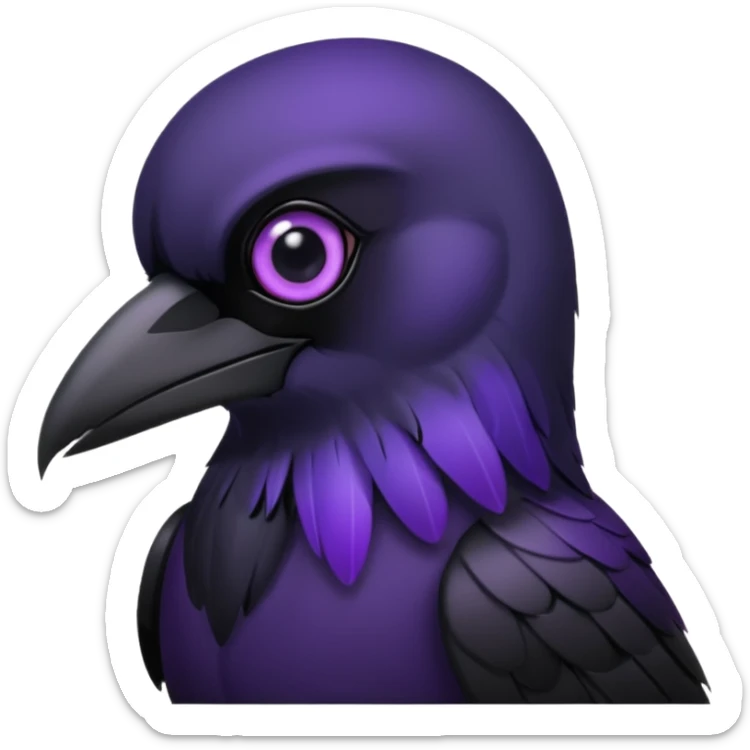 black raven with purple eyes more dark and gothic image and more black i just want the eyes purple sticker