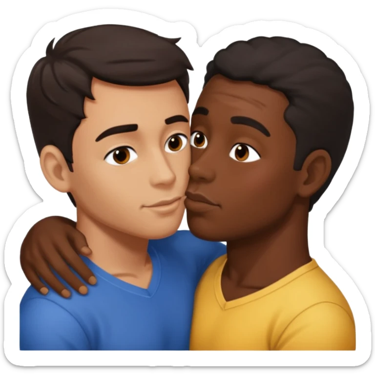 Naked adult male darki hair kissing black adult male, full view on top of each other  sticker