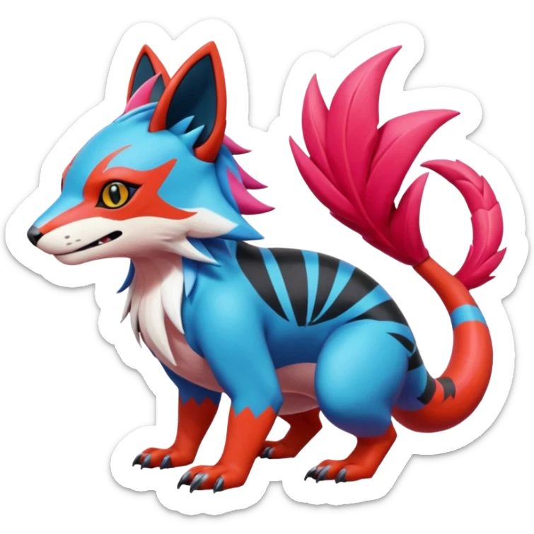  exotic tropical cyber-Sleuth-Porcu-Garmaddon-Litten-Linoone-Noibat-Fakémon-Pokémon-Vernid-creature sticker