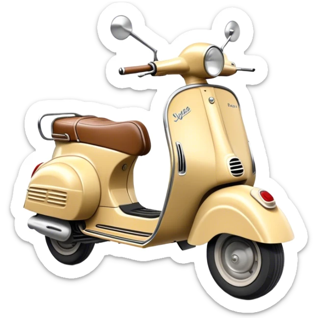 Cinematic Realistic Vespa Pop Culture Emoji, depicted as a sleek vintage scooter symbolizing Italian style rendered with dynamic detail and retro lighting. sticker