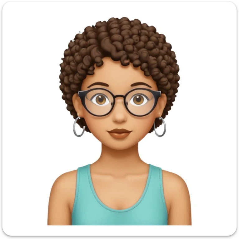 a lightskin mixed girl with hoop earrings and curly hair with glasses and an arabic girl with pixiee cut sticker