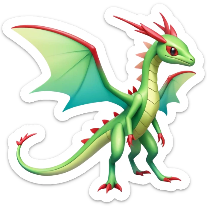 Colorful Futuristic Pastel-Gradient Modern Flygon-Scyther-Fakemon-creature-hybrid Full Body sticker