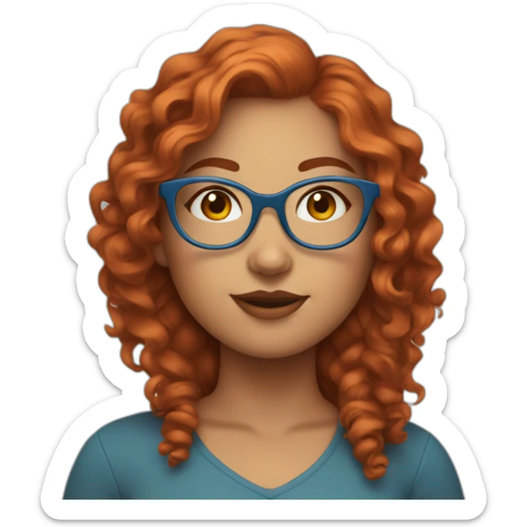 pretty curvy girl with curly copper hair and blue glasses sticker