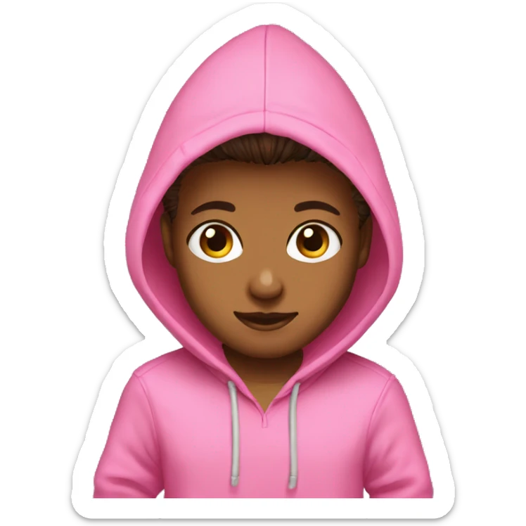 Toddle brown eyes short spiky hair pink hoodie  sticker