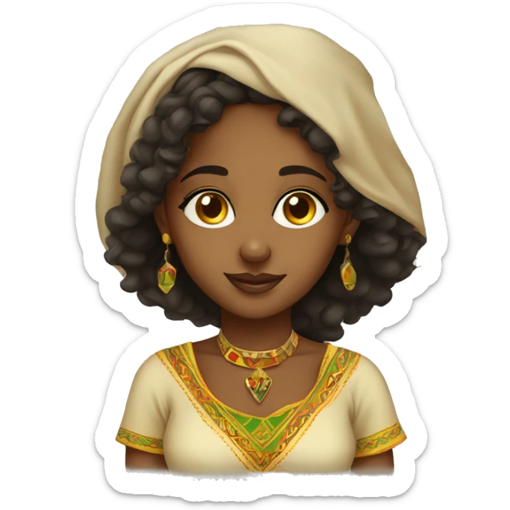 Pretty Ethiopian girl with habesha dress wearing glass  sticker