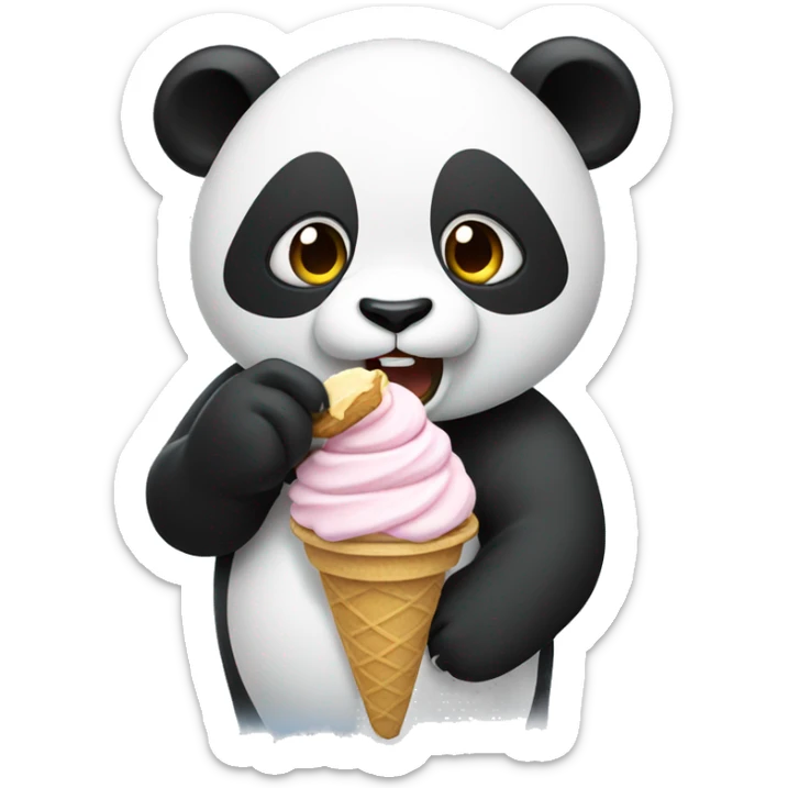 Panda eating ice cream sticker