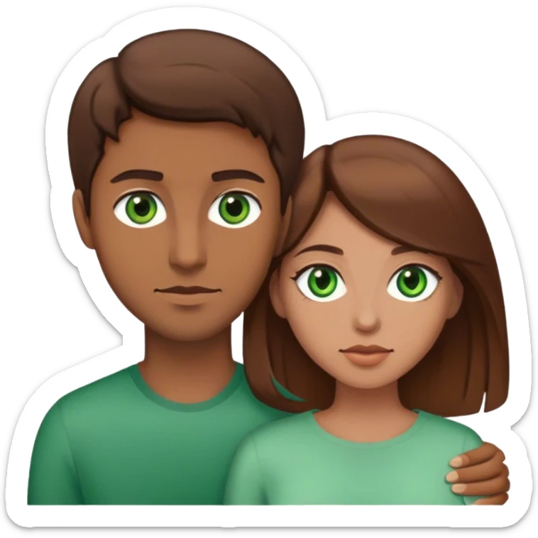 Couple woman with green eyes and brown hair and man with brown hair and brown eyes  sticker