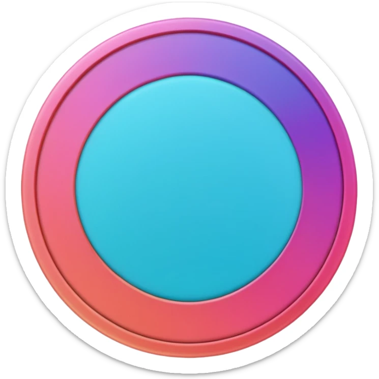 
One  Rotate 45 degree  coin color in in gradient of turquoise, blue, pink, purple, and coral sticker