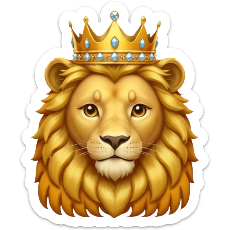 Lion King – proud golden lion wearing a tall jeweled crown. sticker