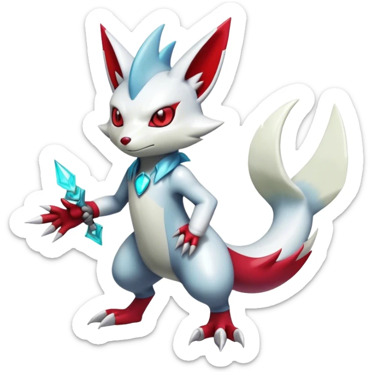  Cool Edgy Shiny Futuristic Ethereal Zangoose-Sneasel-Digimon-hybrid full body sticker