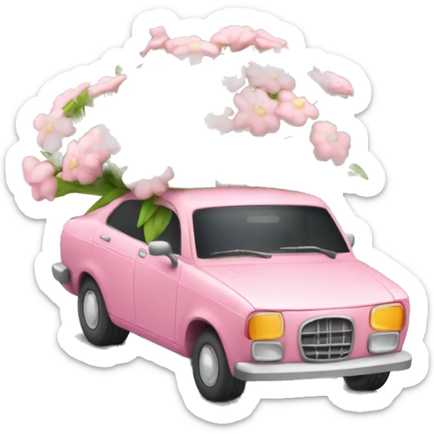 car holding flower sticker