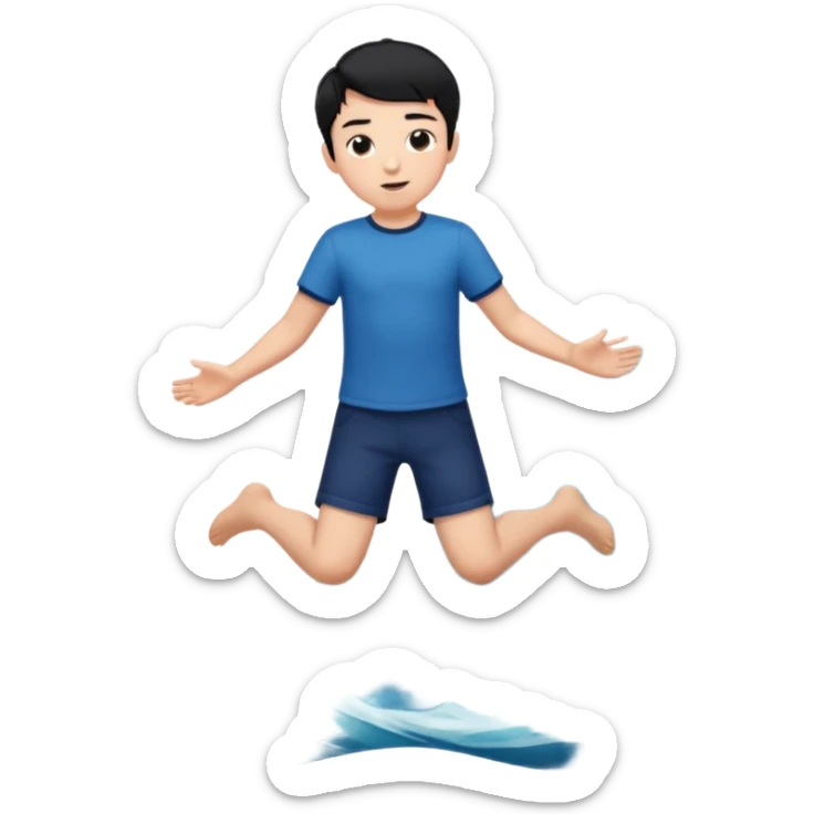 An Emoji of boy with short black hair, who can be described by three words: perfectionist, air, ocean sticker