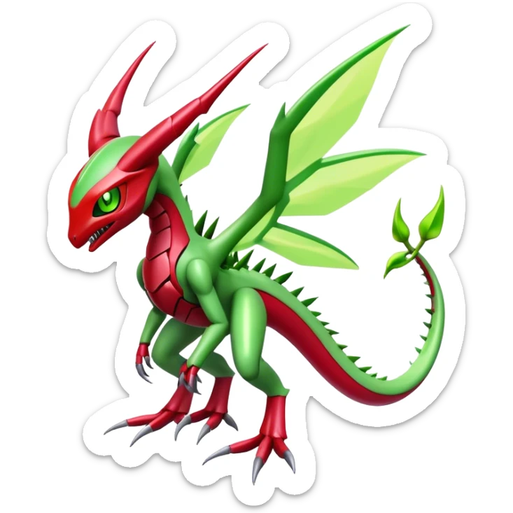  Cool Edgy Shiny Futuristic Ethereal Legendary Scizor-Digimon-Schyther-Flygon-hybrid full body sticker