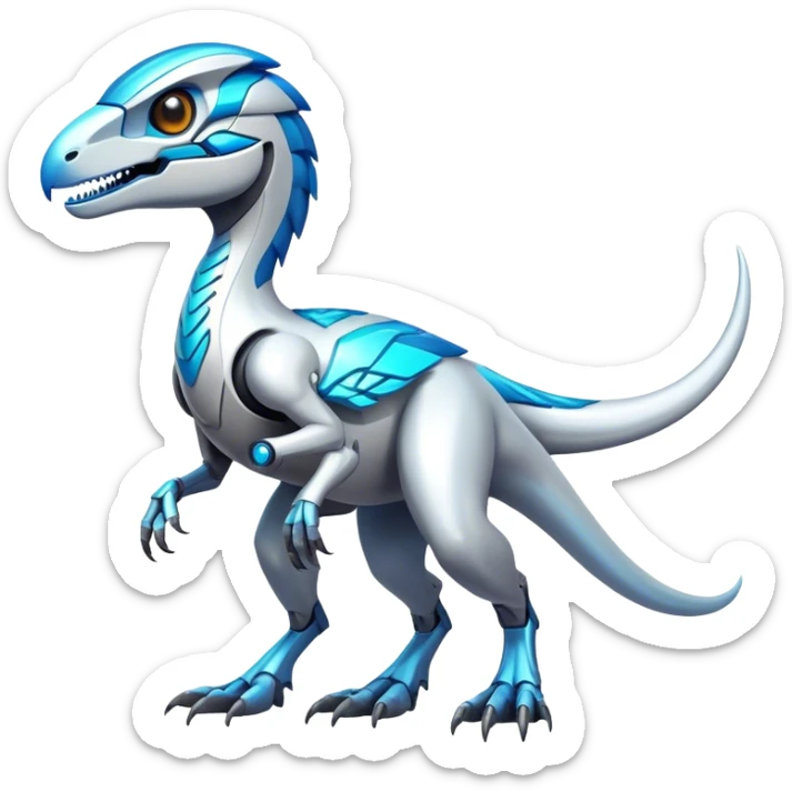 Shiny Futuristic Ethereal Fakemon-Pokemon-Digimon-Spectrobes-Raptor-fusion, full body sticker
