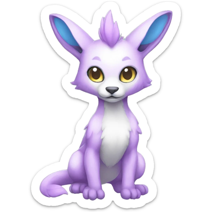 Cute cool white blue purple pink animal hybrid Fakemon full body sticker