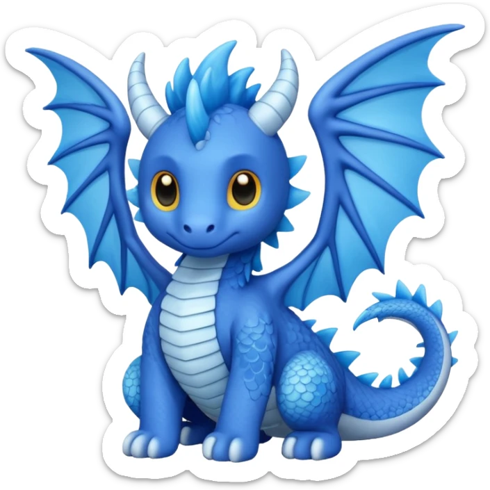 Sky dragon colour in blue and looks cute , have wings , follow the JELLYCAT sticker