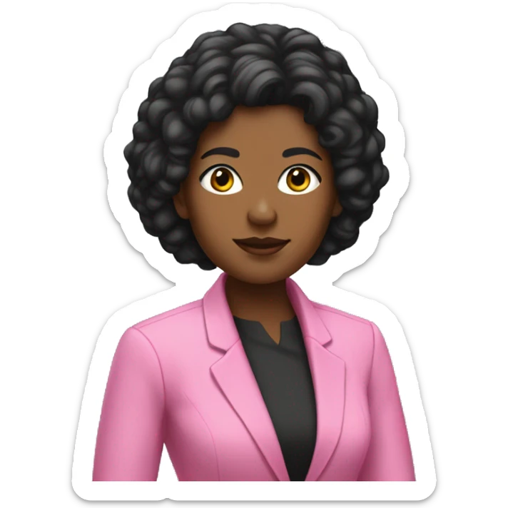 Rear view ofBlack female Historian with pink blazer and short black hair sticker