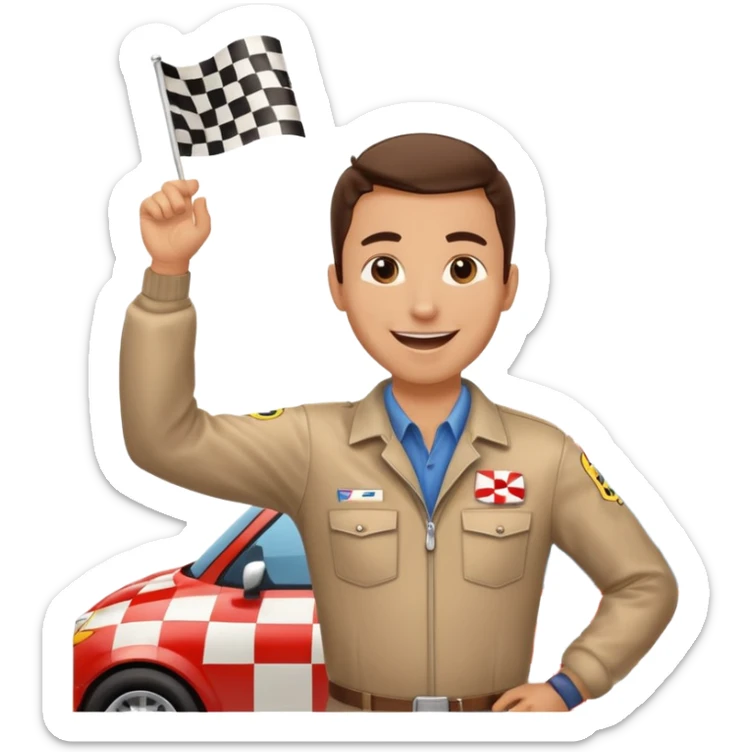 SONO UN DIRETTORE DI GARA AUTO E SBANDIERO CON LA BANDIERA A SCACCHI PUOI GENERARE MENTRE SBANDIERO AUTO sticker