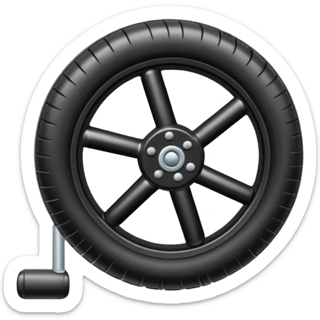 he aircraft's landing gear is one inflated, plump wheel with a strut, black in color sticker