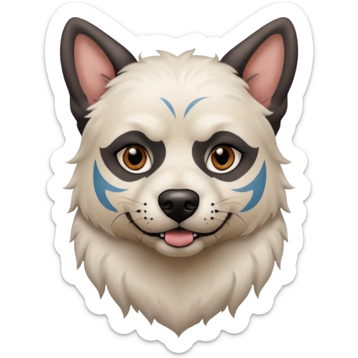 tattooed dog with heavy face tattoes, white dog and piercings sticker