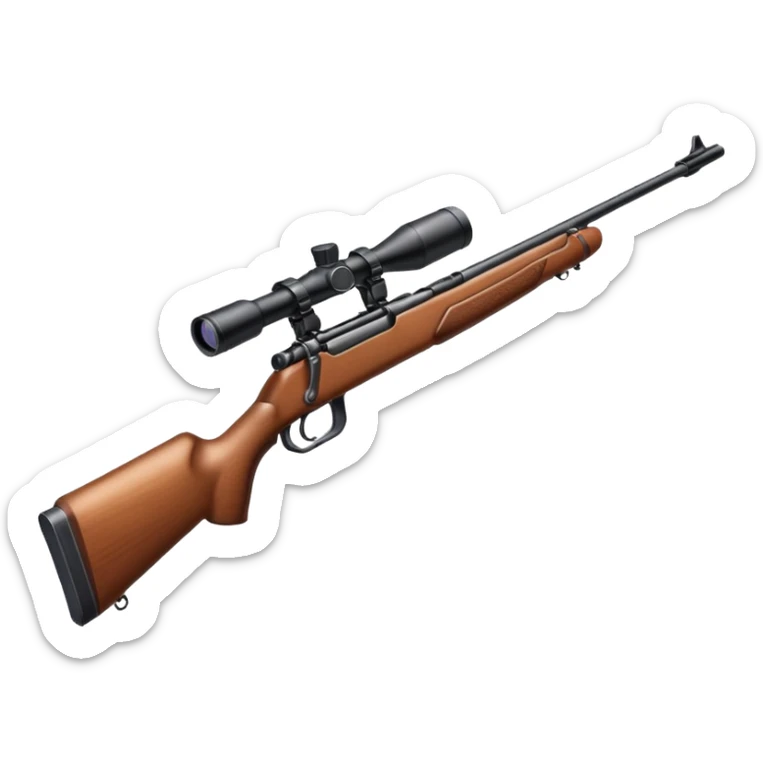 just a deer hunting rifle with a scope mounted to the top of the gun barrel  sticker