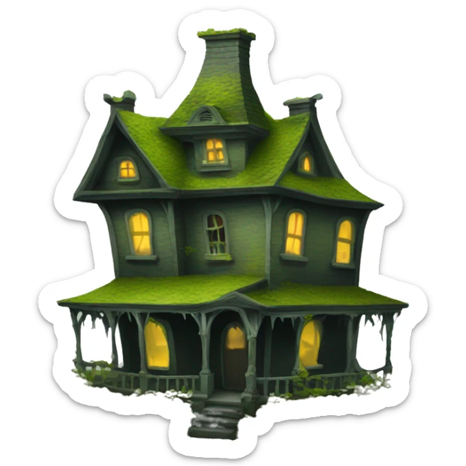 Haunted slightly Mossy house sticker