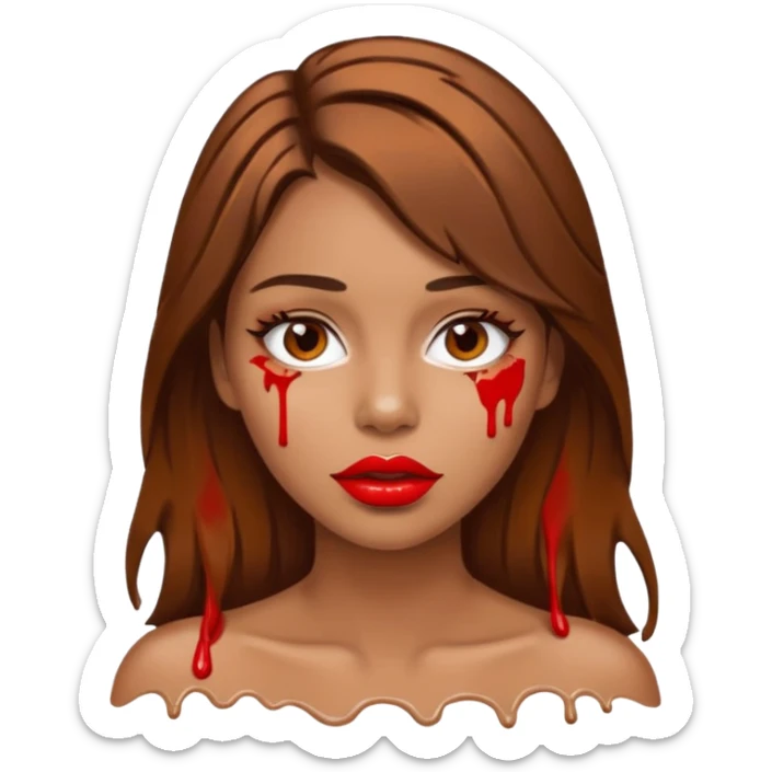 Brown Hair, Woman, white paint drip, face, hot, Sexy, lips sticker