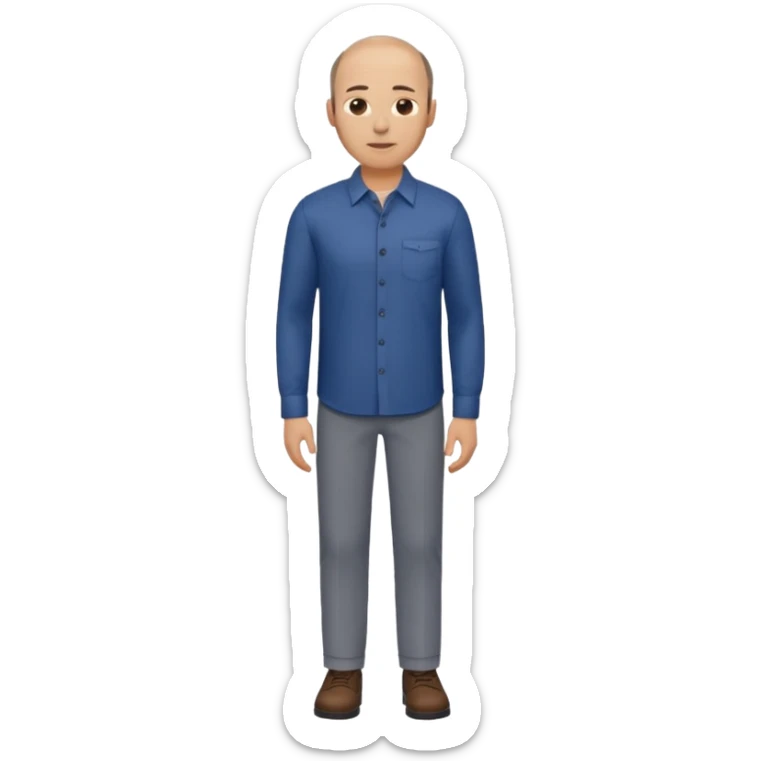 man mid 30's shirt and trousers balding hairline standing sticker