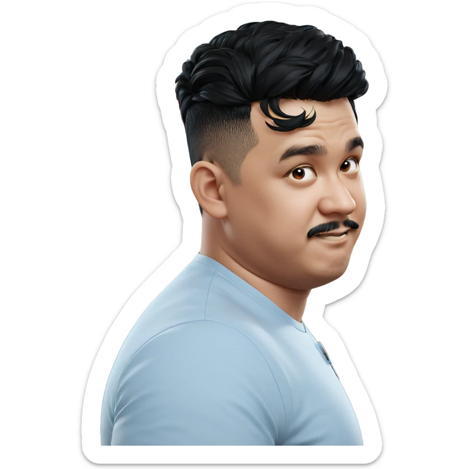 male with mustache in focus sticker