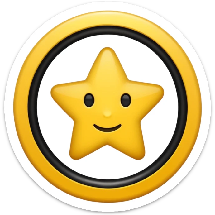 Cercle fond jaune avec une etoile noir sticker