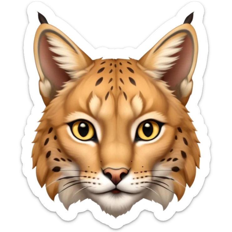 A high-resolution photo-realistic digital illustration of a baby lynx, chest upward A high-resolution, photo-realistic digital illustration of a majestic young Eurasian lynx, shown from the shoulder upwards with lynx markings, zoomed out showing half body  sticker