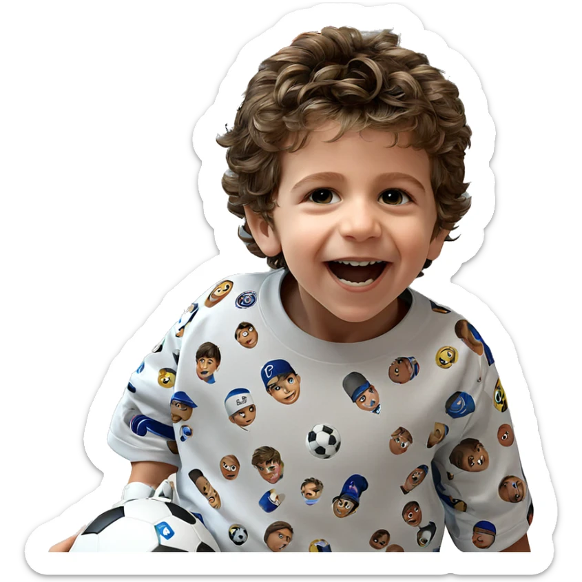 boy with soccer ball sticker