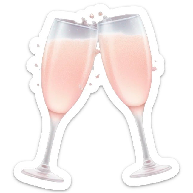 glasses of pastel pink champagne are smashing against each other sticker