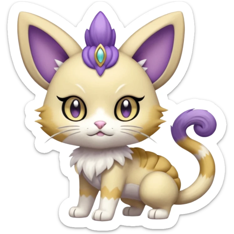 Meloetta-Meowth-Gatomon-Trico-Pokémon-Fakémon-fusion-hybrid-creature sticker
